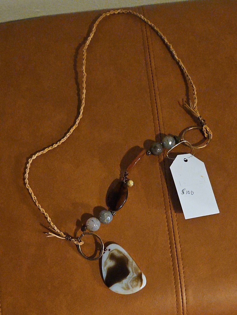 Boho Brown Agate Pendant Necklace - Women Jewelry